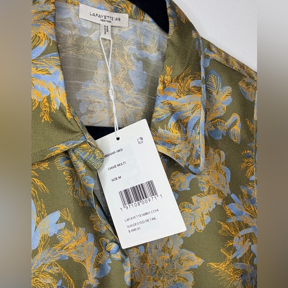 NWT Lafayette 148 Silk Blouse in Chive Multi color $698 Retail!! - Picture 2 of 7